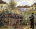 クロード・モネ アラントゥイユの巨匠ピエール・オーギュスト・ルノワールの庭で絵画を描く